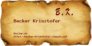 Becker Krisztofer névjegykártya